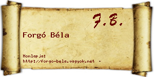 Forgó Béla névjegykártya